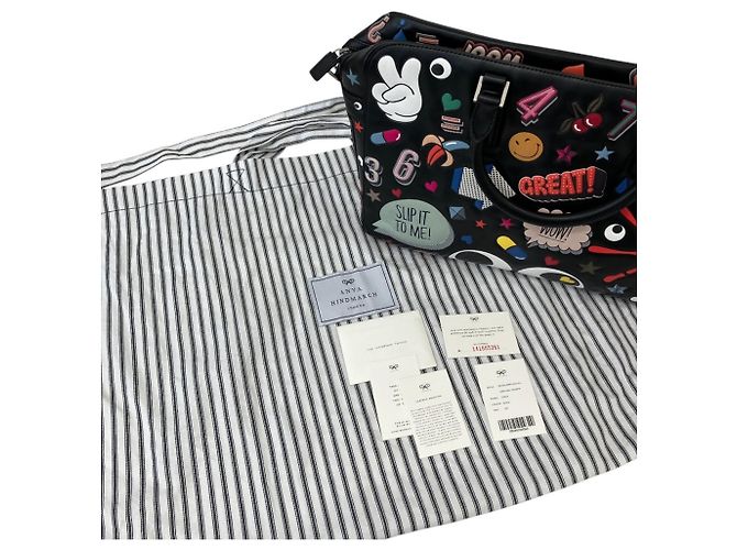Borsetta Anya Hindmarch Walton con adesivi Wink Nero Multicolore - vista 16
