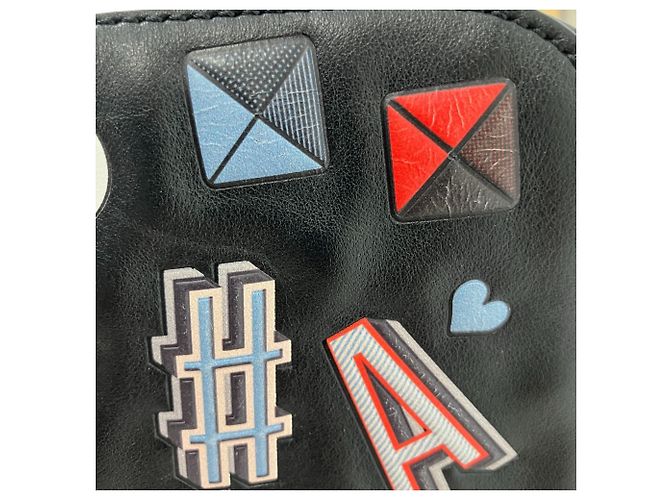 Borsetta Anya Hindmarch Walton con adesivi Wink Nero Multicolore - vista 18
