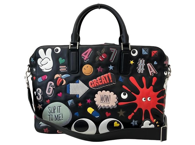 Borsetta Anya Hindmarch Walton con adesivi Wink Nero Multicolore - vista 2