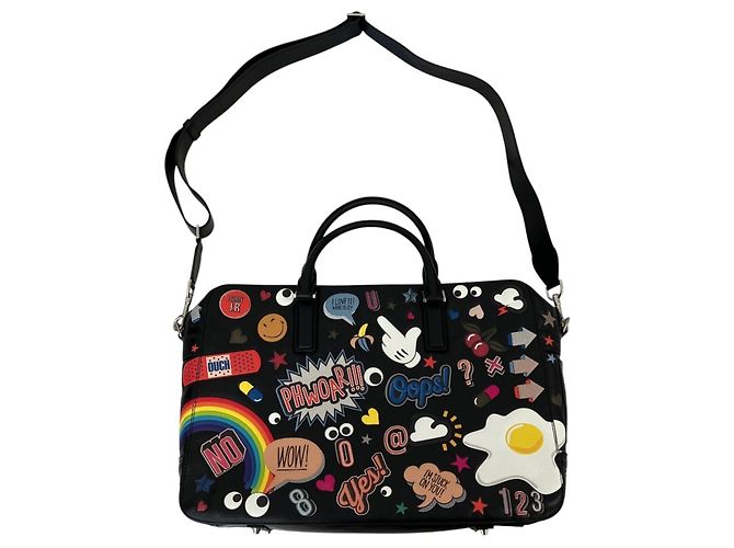 Borsetta Anya Hindmarch Walton con adesivi Wink Nero Multicolore - vista 3