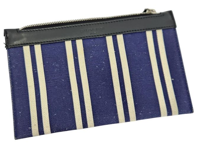 Everyday Borsa Tote Cabas M Balenciaga in tela a righe blu navy - vista 10