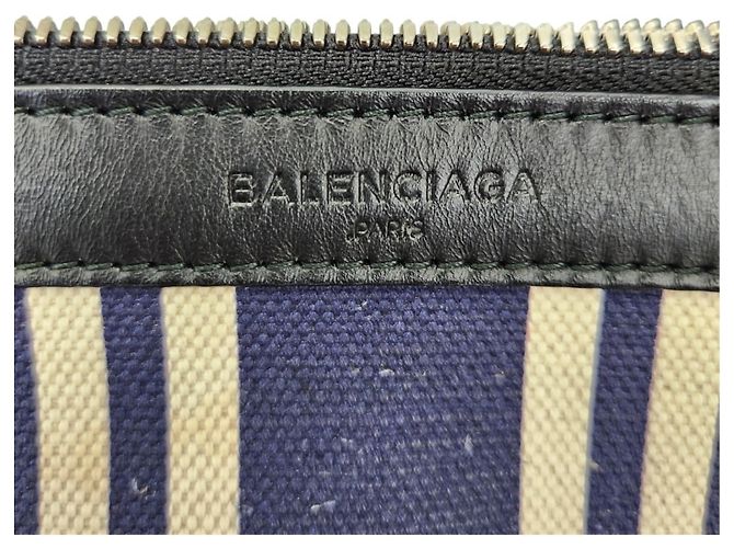 Everyday Borsa Tote Cabas M Balenciaga in tela a righe blu navy - vista 14