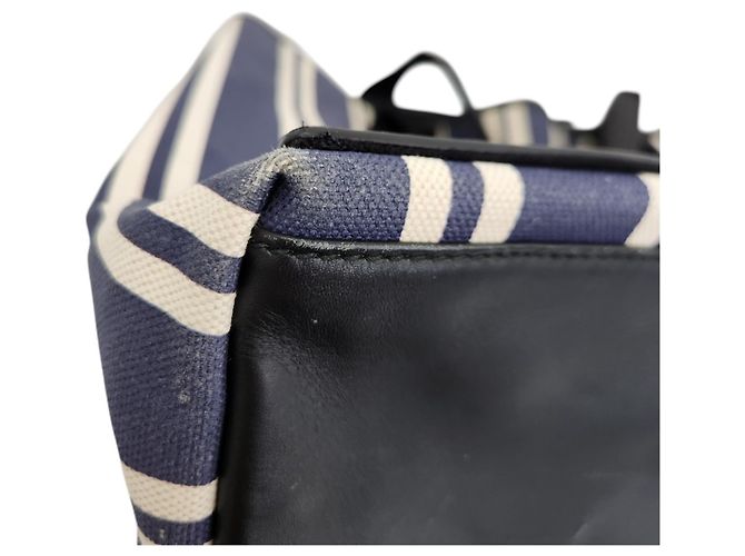 Everyday Borsa Tote Cabas M Balenciaga in tela a righe blu navy - vista 15