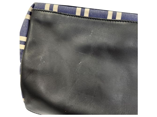 Everyday Borsa Tote Cabas M Balenciaga in tela a righe blu navy - vista 16