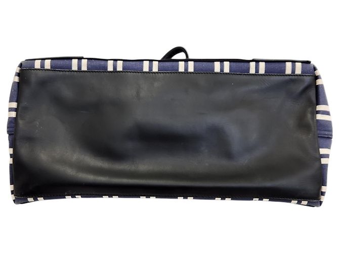 Everyday Borsa Tote Cabas M Balenciaga in tela a righe blu navy - vista 5