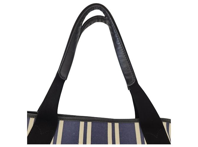 Everyday Borsa Tote Cabas M Balenciaga in tela a righe blu navy - vista 6