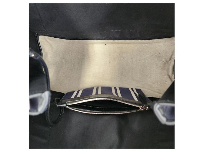 Everyday Borsa Tote Cabas M Balenciaga in tela a righe blu navy - vista 9