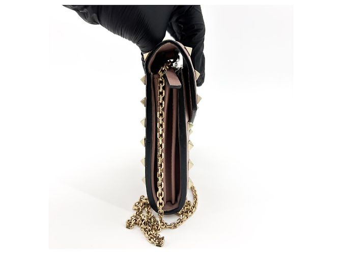 Valentino Garavani Rockstud Envelope Chain Leather Beige - vista 4