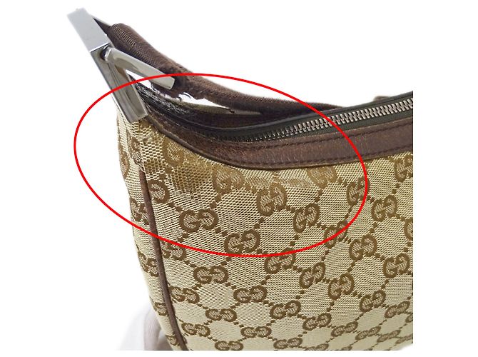 Borsa a mano Gucci in tela GG beige e marrone - vista 10