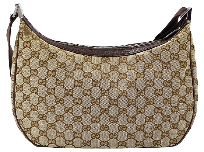 Borsa a mano Gucci in tela GG beige e marrone - vista 2