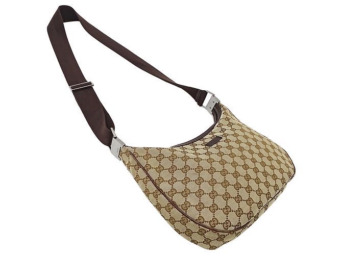 Borsa a mano Gucci in tela GG beige e marrone - vista 4