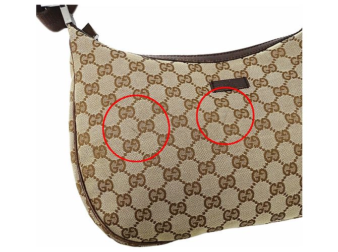 Borsa a mano Gucci in tela GG beige e marrone - vista 9