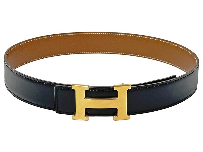 Hermès Cinto de couro reversível Hermes Preto Branco - vista 2