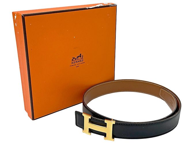 Hermès Cinto de couro reversível Hermes Preto Branco - vista 7