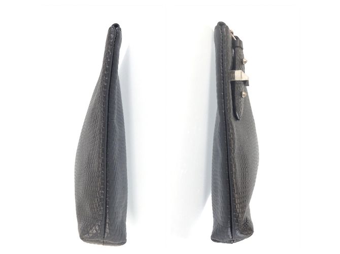 Clutch in pelle nera Alexander McQueen Nero - vista 6