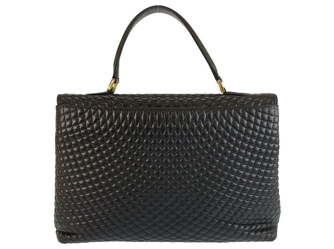 BALLY Vintage gesteppte Handtasche aus schwarzem Leder - Ansicht 2