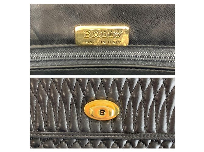 BALLY Vintage gesteppte Handtasche aus schwarzem Leder - Ansicht 3