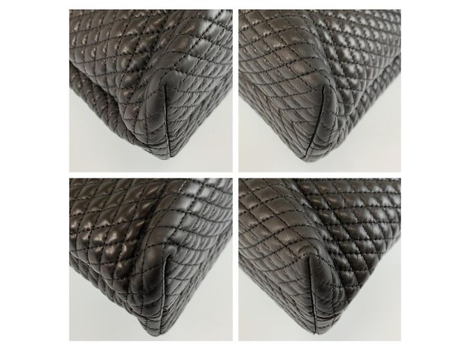 BALLY Vintage gesteppte Handtasche aus schwarzem Leder - Ansicht 4