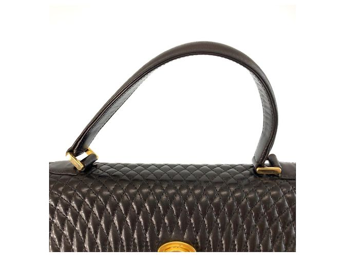 BALLY Vintage gesteppte Handtasche aus schwarzem Leder - Ansicht 7