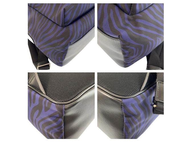 Bally Zebra Print Navy Black Nylon Backpack Navy blue - view 4
