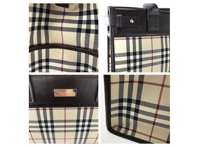 Burberry Check Pattern 2-Way Tote Bag/Schultertasche Beige Dunkelbraun - Ansicht 5
