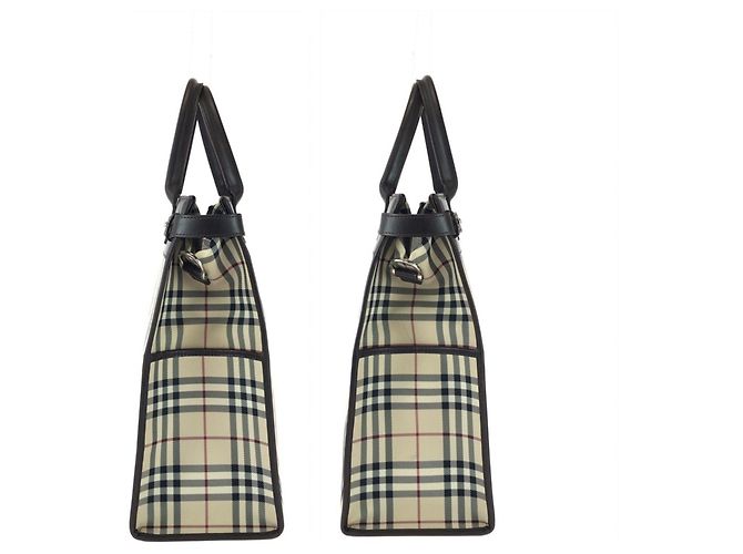 Burberry Check Pattern 2-Way Tote Bag/Schultertasche Beige Dunkelbraun - Ansicht 8