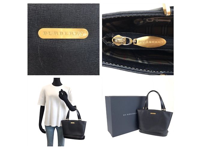 Borsa Tote Burberry in pelle nera Nero - vista 4