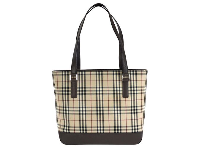 Sac cabas et épaule Burberry Check Pattern Beige Marron foncé - vue 2