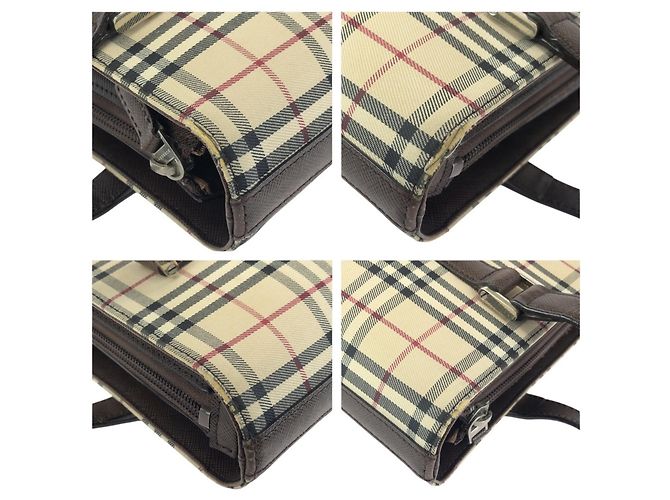 Sac cabas et épaule Burberry Check Pattern Beige Marron foncé - vue 5