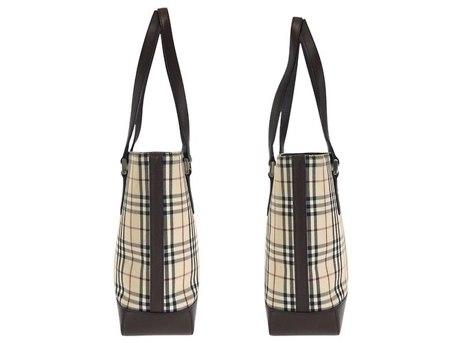 Sac cabas et épaule Burberry Check Pattern Beige Marron foncé - vue 8