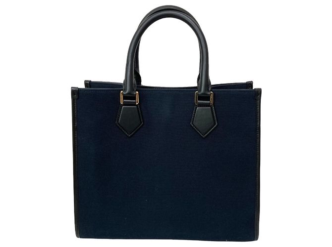Dolce & Gabbana DG Canvas Tote Bag mit Lederpiping Schwarz Blau - Ansicht 2
