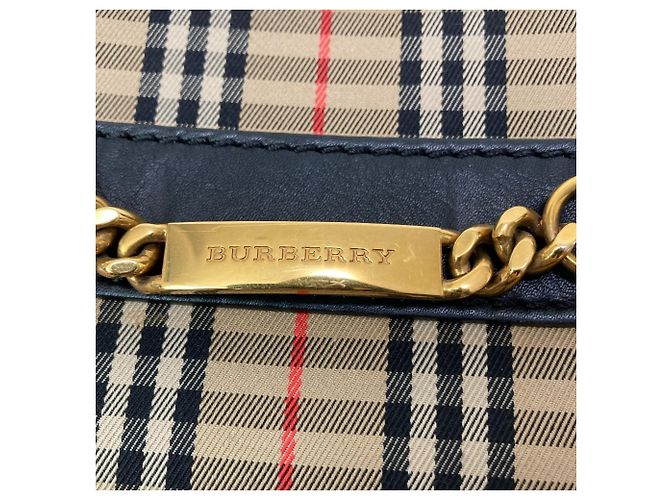 Bolsa de Ombro Burberry em Lona de Algodão e Couro Nova Check com Corrente Preto Bege - vista 11