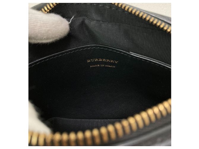 Bolsa de Ombro Burberry em Lona de Algodão e Couro Nova Check com Corrente Preto Bege - vista 9
