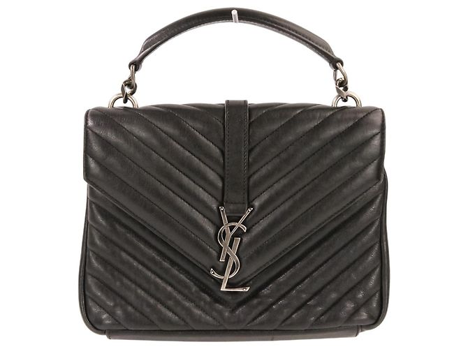 Borsa a tracolla in pelle College Medium Yves Saint Laurent Nero - vista 2