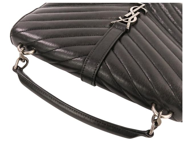 Borsa a tracolla in pelle College Medium Yves Saint Laurent Nero - vista 7