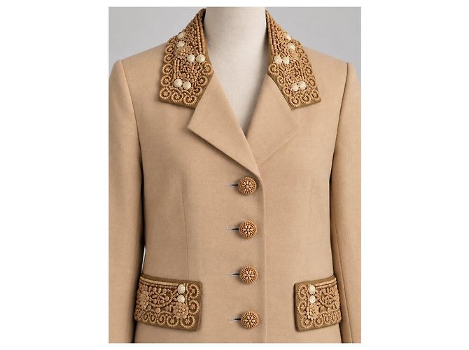 Vintage Jungle by Kenzo Jacke – Perlenstickerei – Größe 36 Beige - Ansicht 2