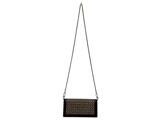 Borsa a tracolla con catena e portafoglio Bottega Veneta Intrecciato Nero - vista 6