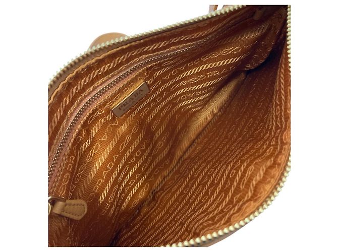 Prada Triangle Plate Soft Grain Leather One-Shoulder Bag Brown - view 12
