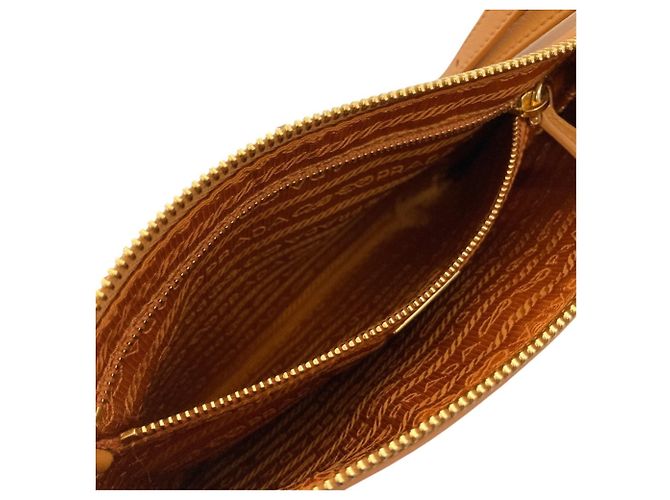 Prada Triangle Plate Soft Grain Leather One-Shoulder Bag Brown - view 13
