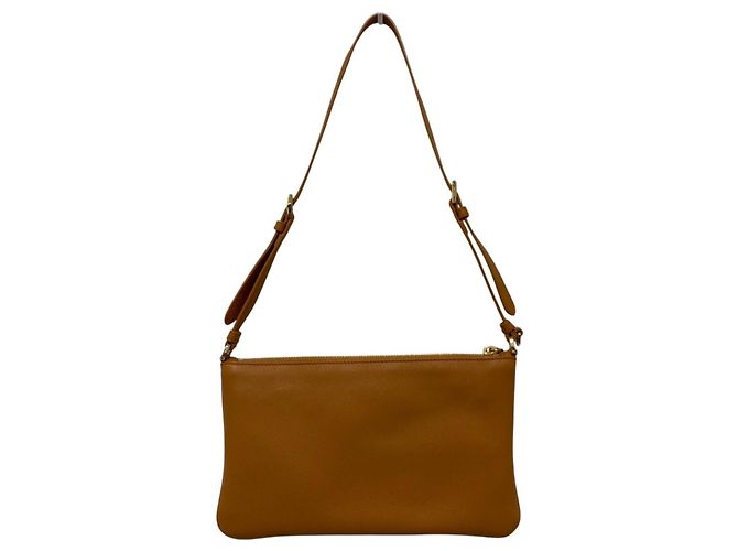 Prada Triangle Plate Soft Grain Leather One-Shoulder Bag Brown - view 2