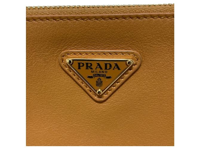 Prada Triangle Plate Soft Grain Leather One-Shoulder Bag Brown - view 7
