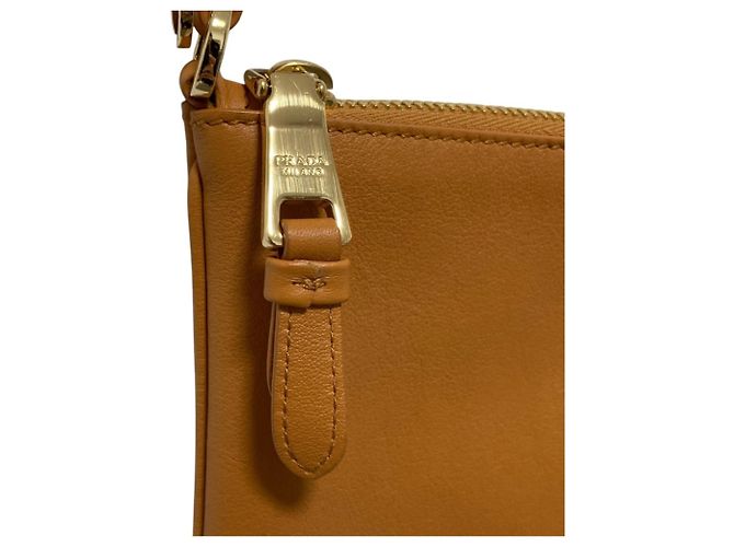 Prada Triangle Plate Soft Grain Leather One-Shoulder Bag Brown - view 9