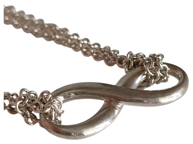 Autre Marque Tiffany Infinity Halskette mit doppeltem Kettenanhänger Silber - Ansicht 2
