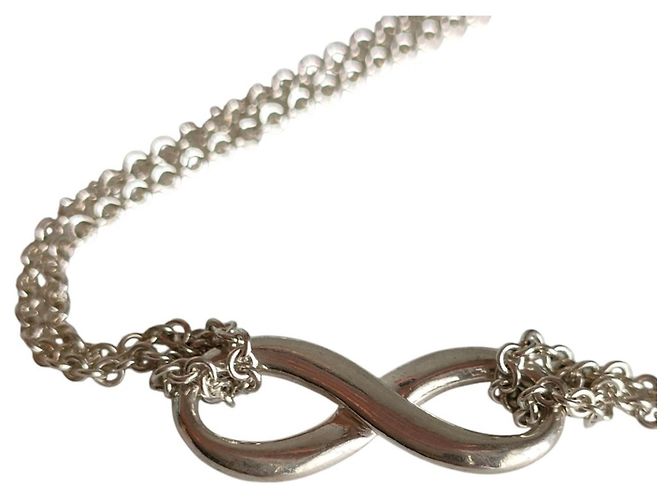 Autre Marque Tiffany Infinity Halskette mit doppeltem Kettenanhänger Silber - Ansicht 3