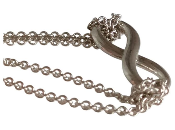Autre Marque Tiffany Infinity Halskette mit doppeltem Kettenanhänger Silber - Ansicht 4