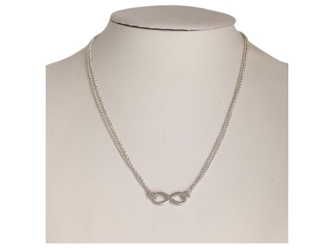 Autre Marque Tiffany Infinity Halskette mit doppeltem Kettenanhänger Silber - Ansicht 8