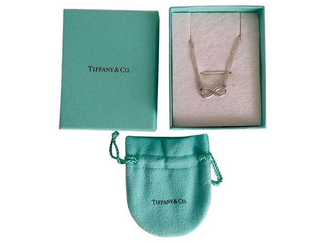 Autre Marque Tiffany Infinity Halskette mit doppeltem Kettenanhänger Silber - Ansicht 9