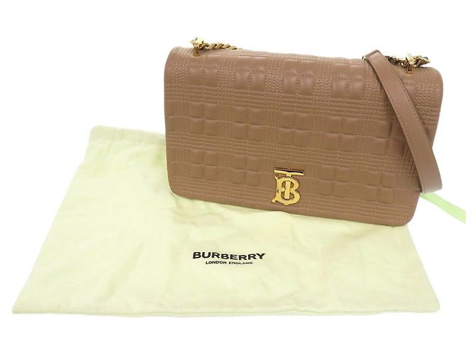 Borsa a tracolla in pelle beige Burberry TB Logo - vista 2