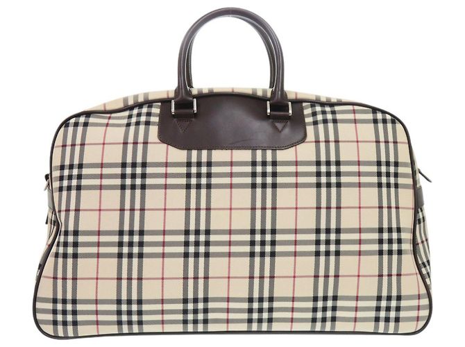 Borsa Boston Burberry Nova Check 2-Way in tela e pelle Beige - vista 2
