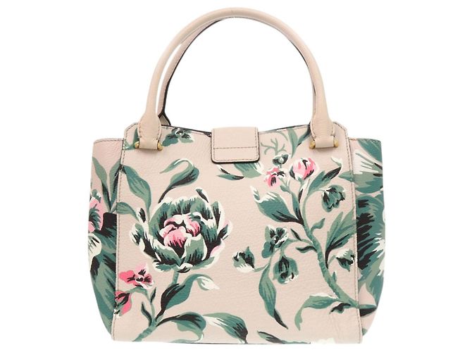 Borsa a mano in pelle floreale Burberry Rosa Beige Verde - vista 2